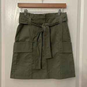 Joe's Jeans Paperbag Tie Waist Utility Mini Skirt Army Green